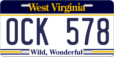 WV license plate OCK578
