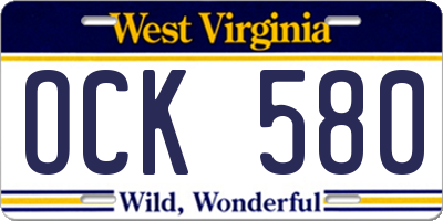 WV license plate OCK580