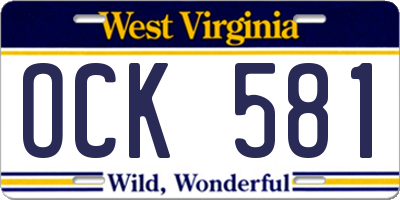WV license plate OCK581