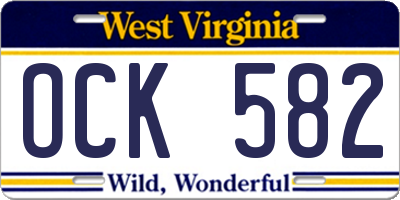 WV license plate OCK582