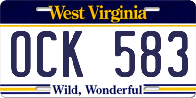 WV license plate OCK583