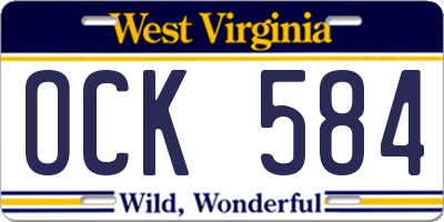 WV license plate OCK584