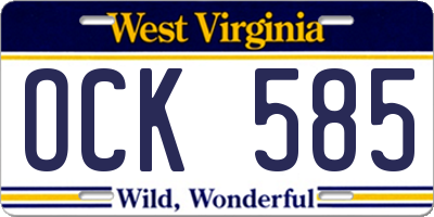 WV license plate OCK585