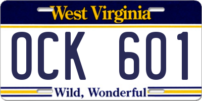 WV license plate OCK601