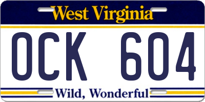 WV license plate OCK604