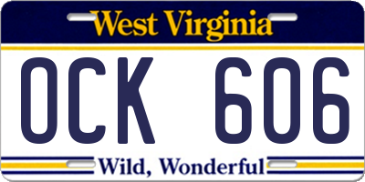 WV license plate OCK606