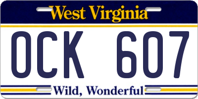 WV license plate OCK607