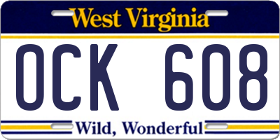WV license plate OCK608