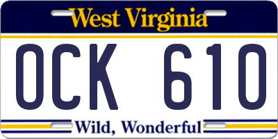 WV license plate OCK610