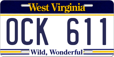 WV license plate OCK611