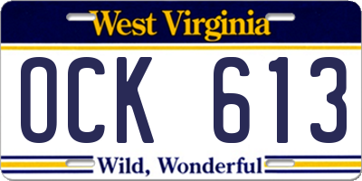 WV license plate OCK613
