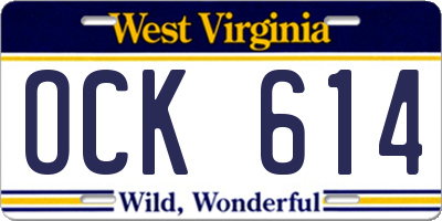 WV license plate OCK614