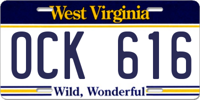 WV license plate OCK616