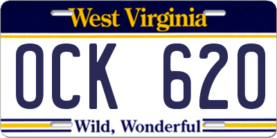WV license plate OCK620