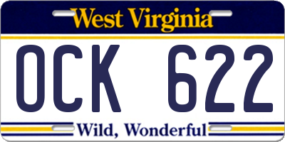 WV license plate OCK622