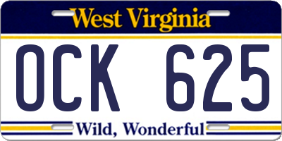 WV license plate OCK625