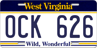 WV license plate OCK626