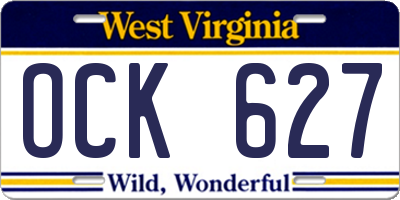 WV license plate OCK627