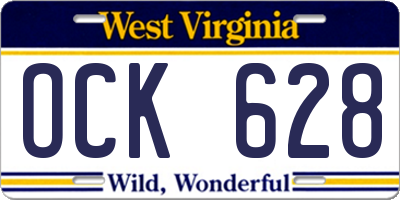 WV license plate OCK628