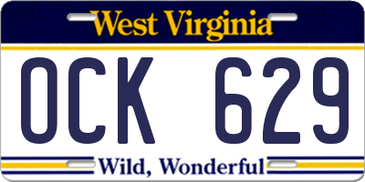 WV license plate OCK629