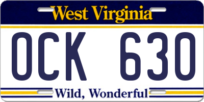 WV license plate OCK630