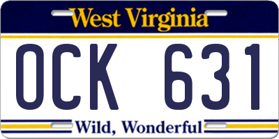 WV license plate OCK631