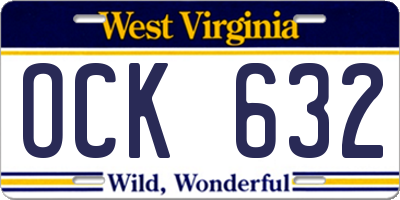 WV license plate OCK632
