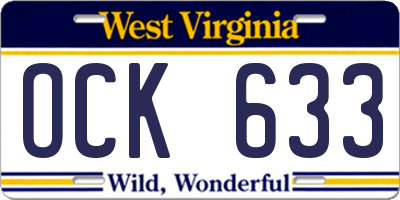 WV license plate OCK633