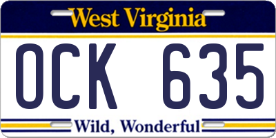WV license plate OCK635