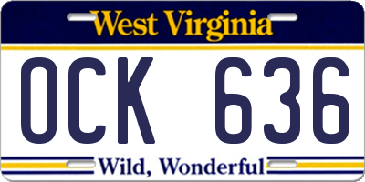 WV license plate OCK636