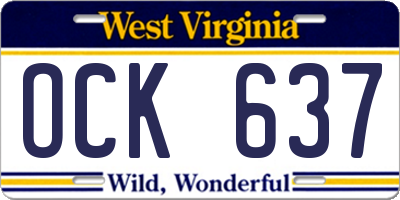 WV license plate OCK637
