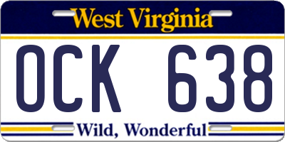 WV license plate OCK638