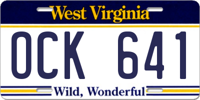 WV license plate OCK641