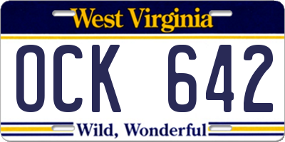 WV license plate OCK642