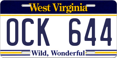 WV license plate OCK644