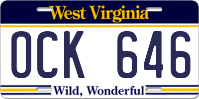 WV license plate OCK646