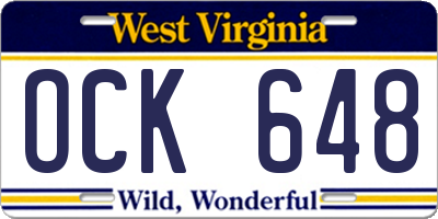 WV license plate OCK648