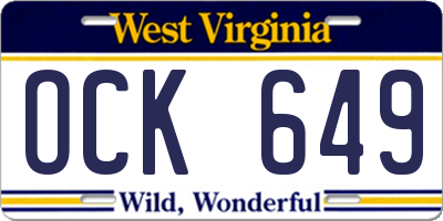 WV license plate OCK649