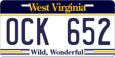 WV license plate OCK652