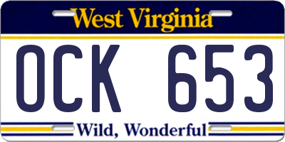 WV license plate OCK653