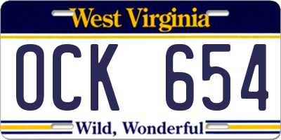 WV license plate OCK654