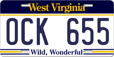 WV license plate OCK655