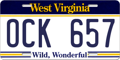 WV license plate OCK657