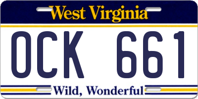 WV license plate OCK661