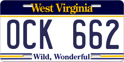 WV license plate OCK662