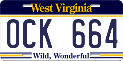 WV license plate OCK664
