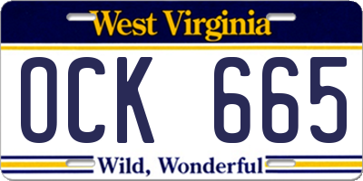 WV license plate OCK665
