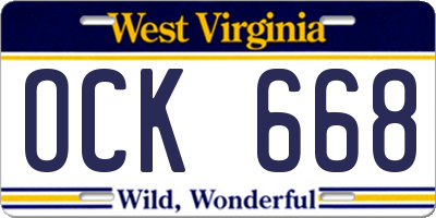 WV license plate OCK668
