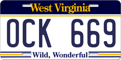 WV license plate OCK669