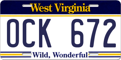 WV license plate OCK672